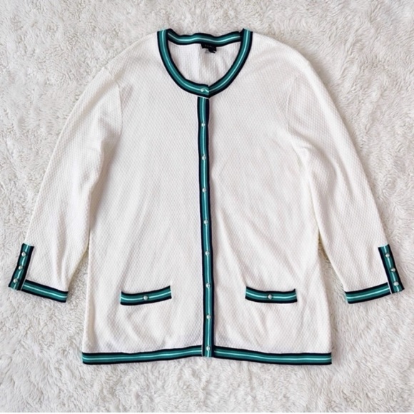 Talbots Sweaters - Talbots Woman Cream Knit Pearl Button Front Cardigan Sweater XL Coquette Classic